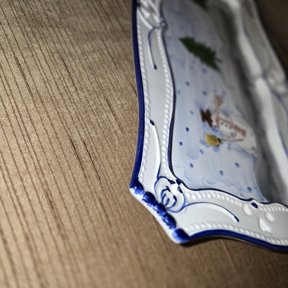 RCCL Handpainted in Portugal Christmas Trees Winter Snowman Ceramic Tray - Picture 7 of 16